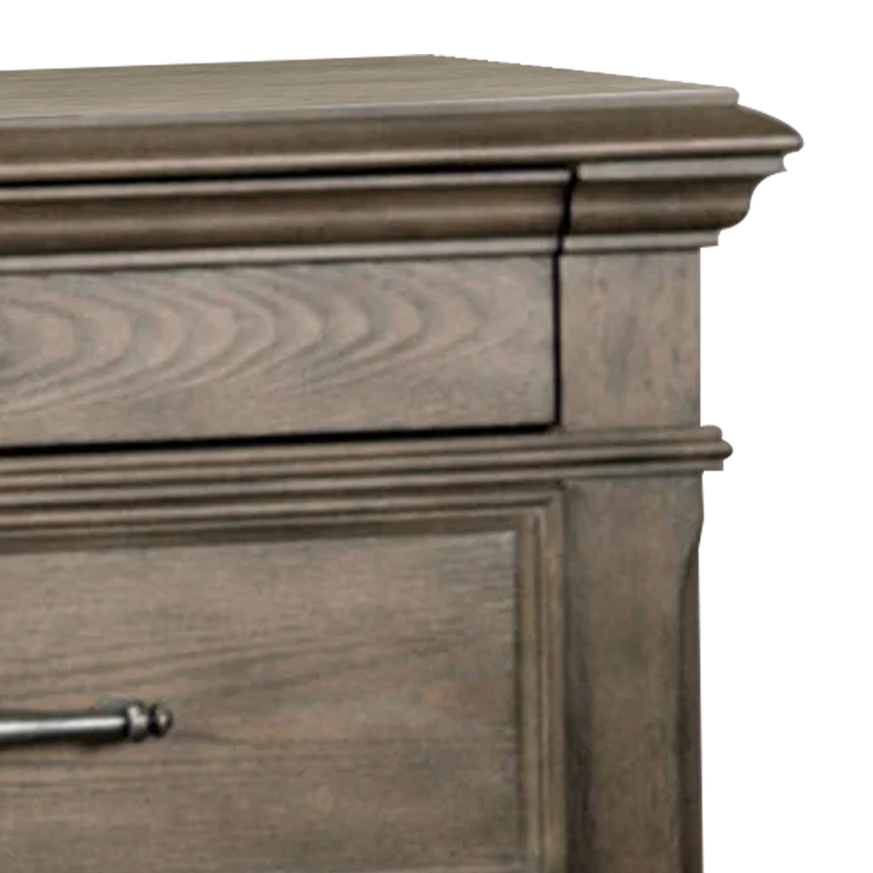 Alt View 1. Manhattan Lane - Zea Nightstand for Bedroom, 3 Drawers - Aged Oak Brown.