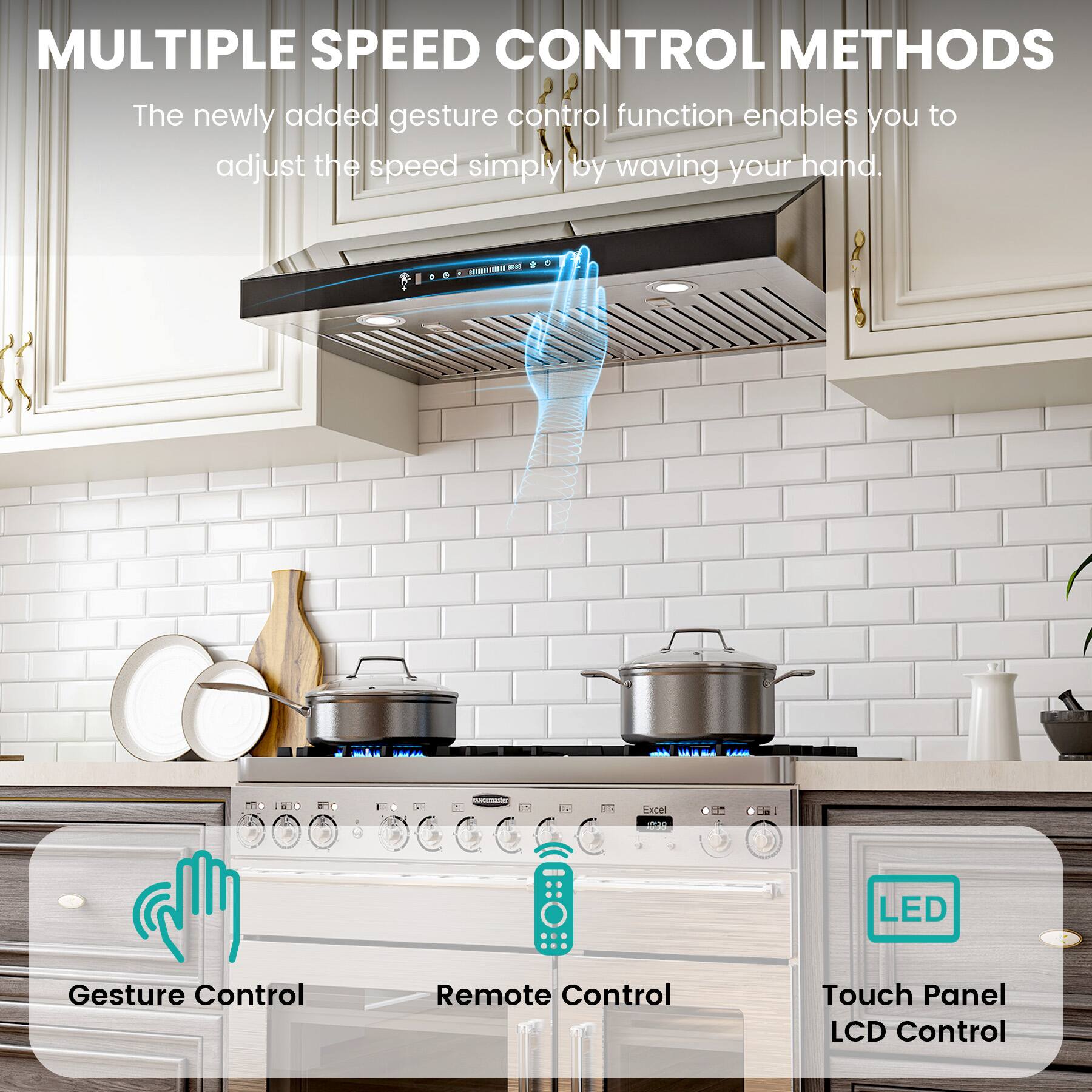 MULTIPLE SPEED CONTROL METHODS

The newly added gesture control function enables you to adjust the speed simply by waving your hand.

- Gesture Control
- Remote Control
- Touch Panel LCD Control