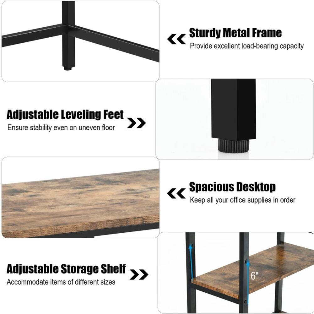 - Sturdy Metal Frame: Provide excellent load-bearing capacity
- Adjustable Leveling Feet: Ensure stability even on uneven floor
- Spacious Desktop: Keep all your office supplies in order
- Adjustable Storage Shelf: Accommodate items of different sizes
- 6"