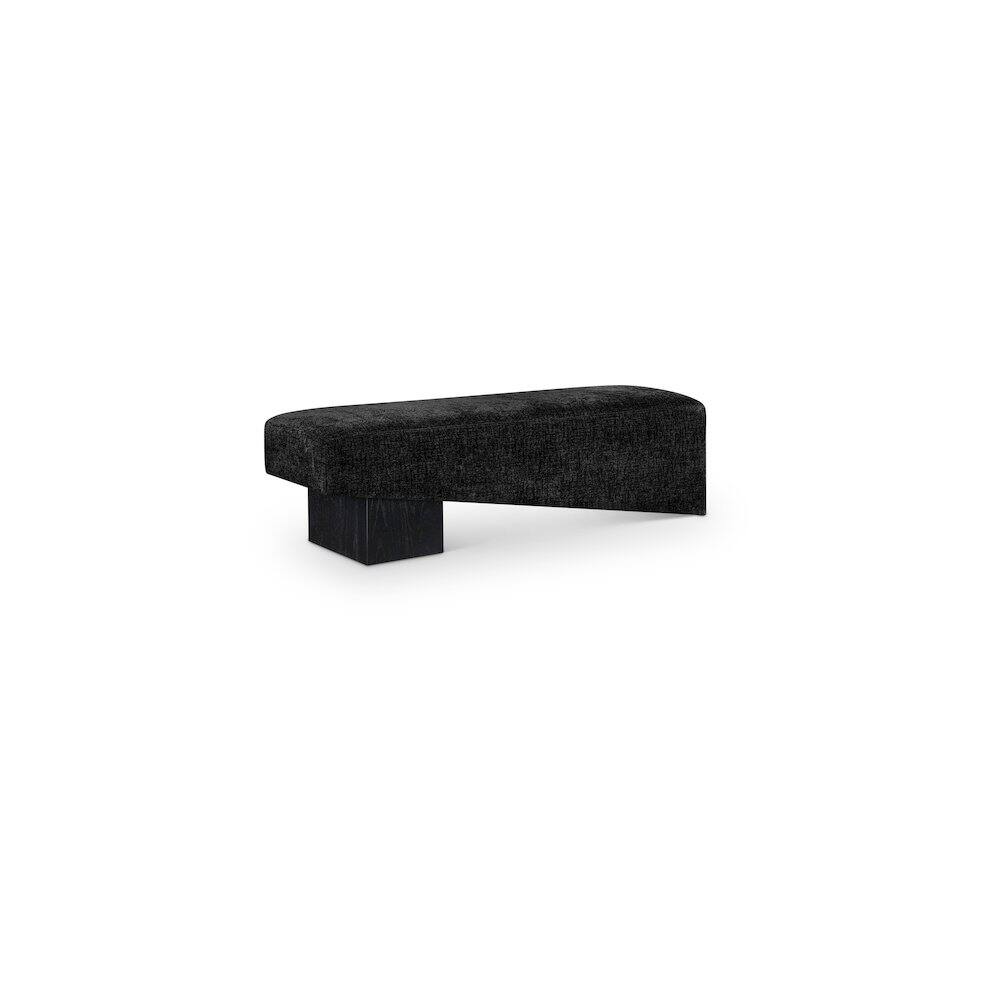 Front. Meridian Furniture - Alora Black Fabric Bench - Black.