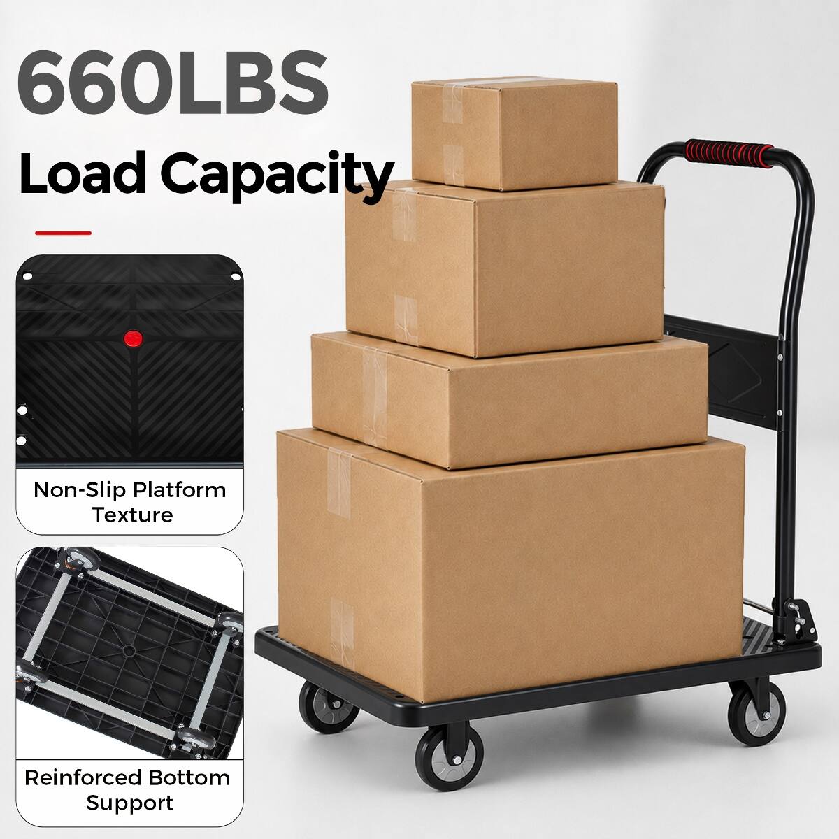 660LBS Load Capacity

Non-Slip Platform Texture

Reinforced Bottom Support