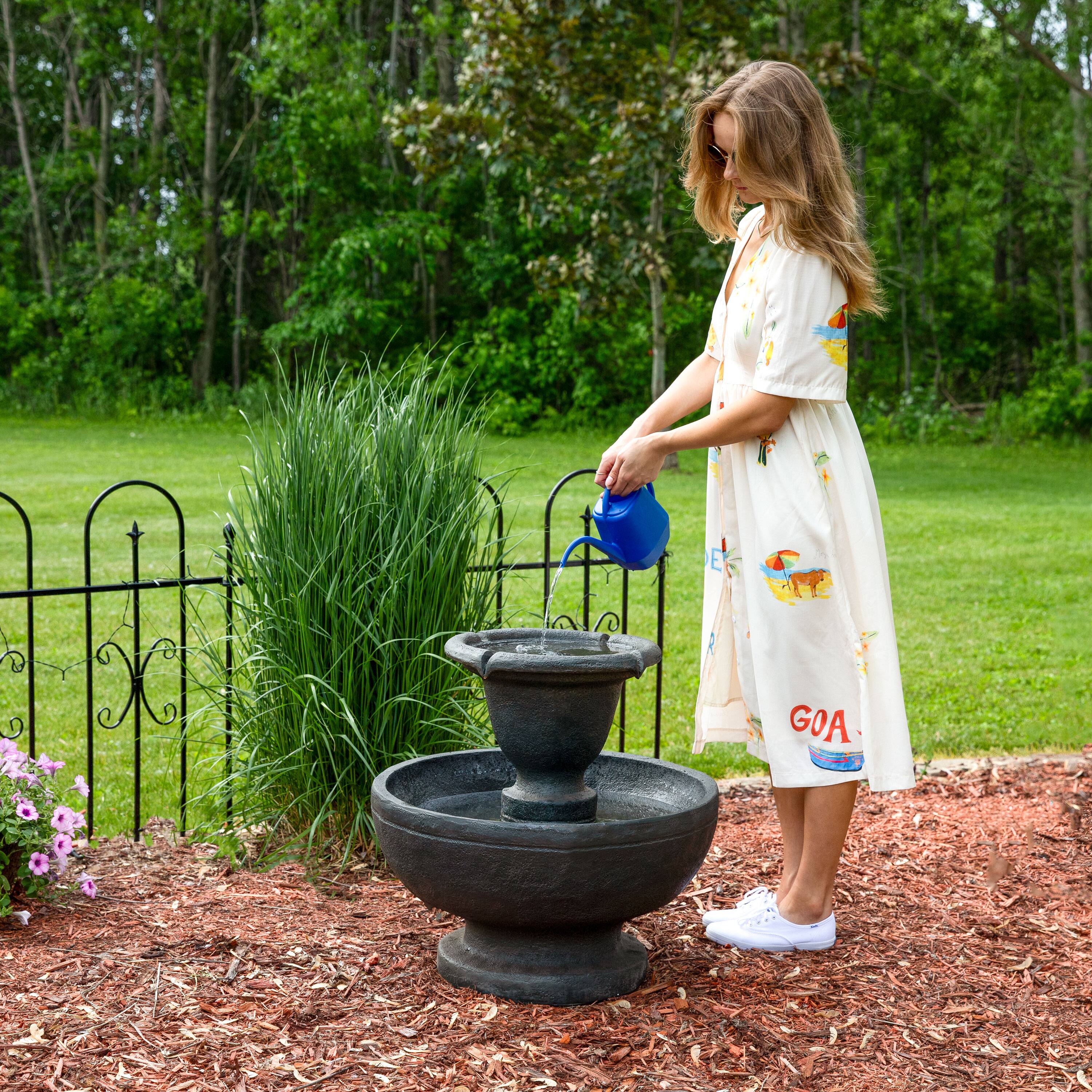 Alt View 8. Sunnydaze - Streaming Falls Polyresin Outdoor 2-Tier Water Fountain - Grey.