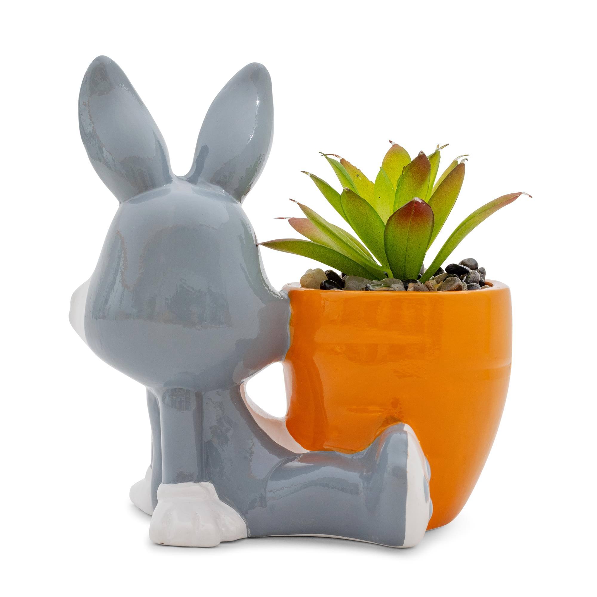 Alt View 2. Silver Buffalo - Looney Tunes Bugs Bunny 5-Inch Ceramic Mini Planter With Artificial Succulent - Multicolored.