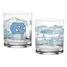 Indigo Falls - North Carolina Tar Heels Two-Pack 14oz. Campus Line Art Glass - Multicolor