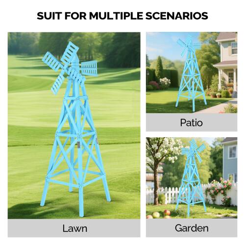 Winado Wooden Windmill 6 FT Backyard Garden 2 Layer Weathervane