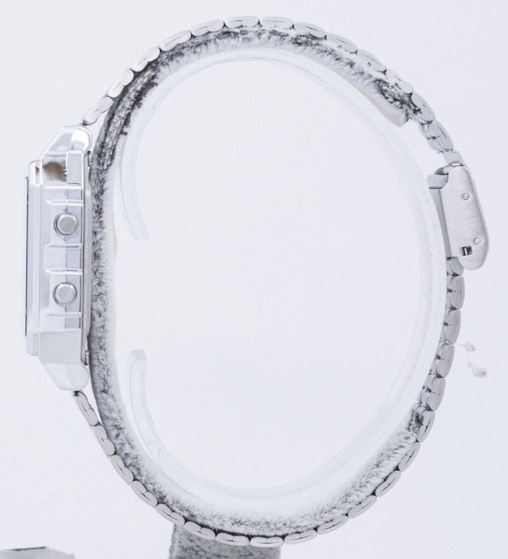 Left. Casio - Alarm World Time Digital A500WA-1DF Men's Watch Stainless Steel 30M - Silver.