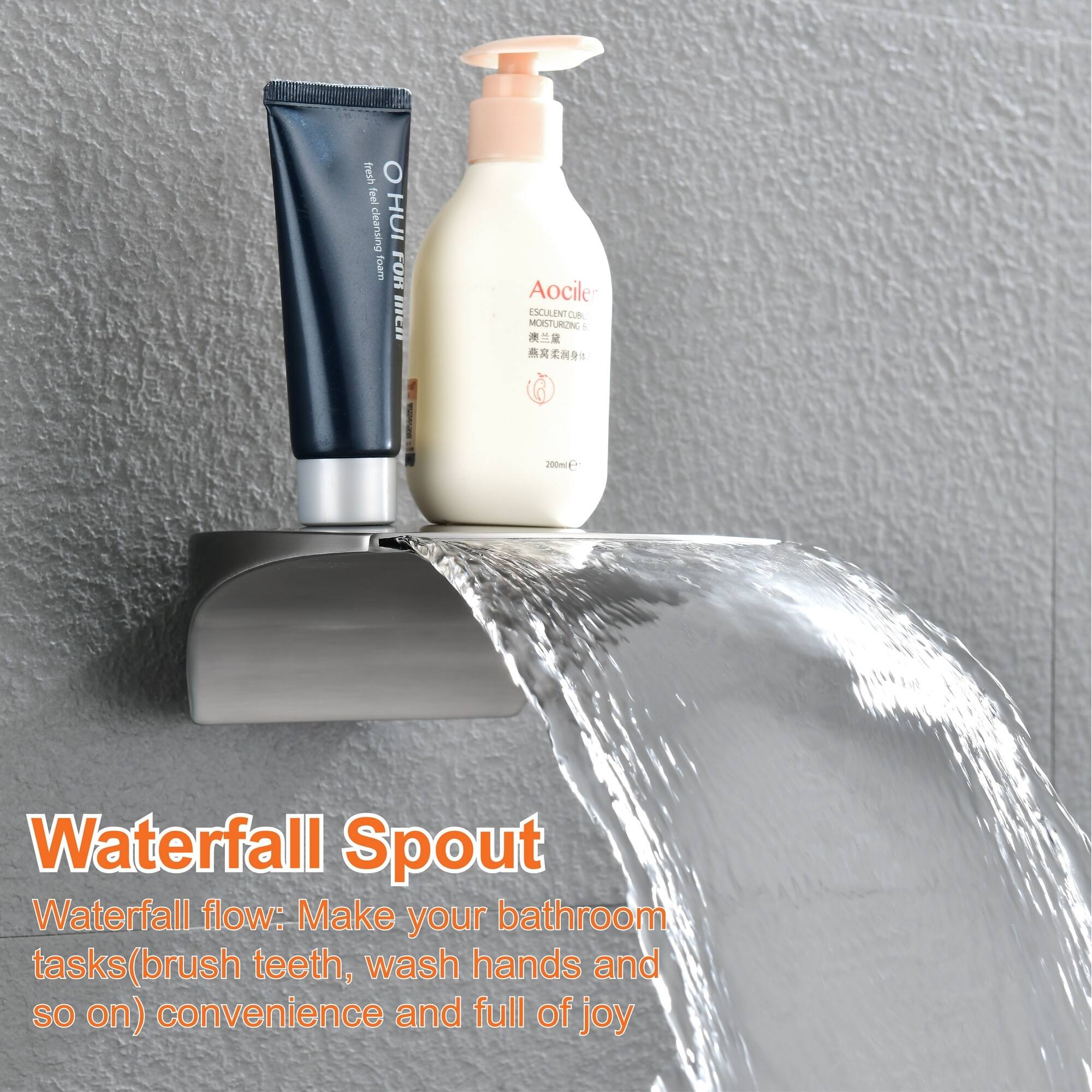 fresh O feel  
HUI R  
men Aociler  
ESCAENTCUA CURL MOSTURZNG 5  
200ml  
Waterfall Spout  
Waterfall flow: Make your bathroom tasks (brush teeth, wash hands and so on) convenience and full of joy