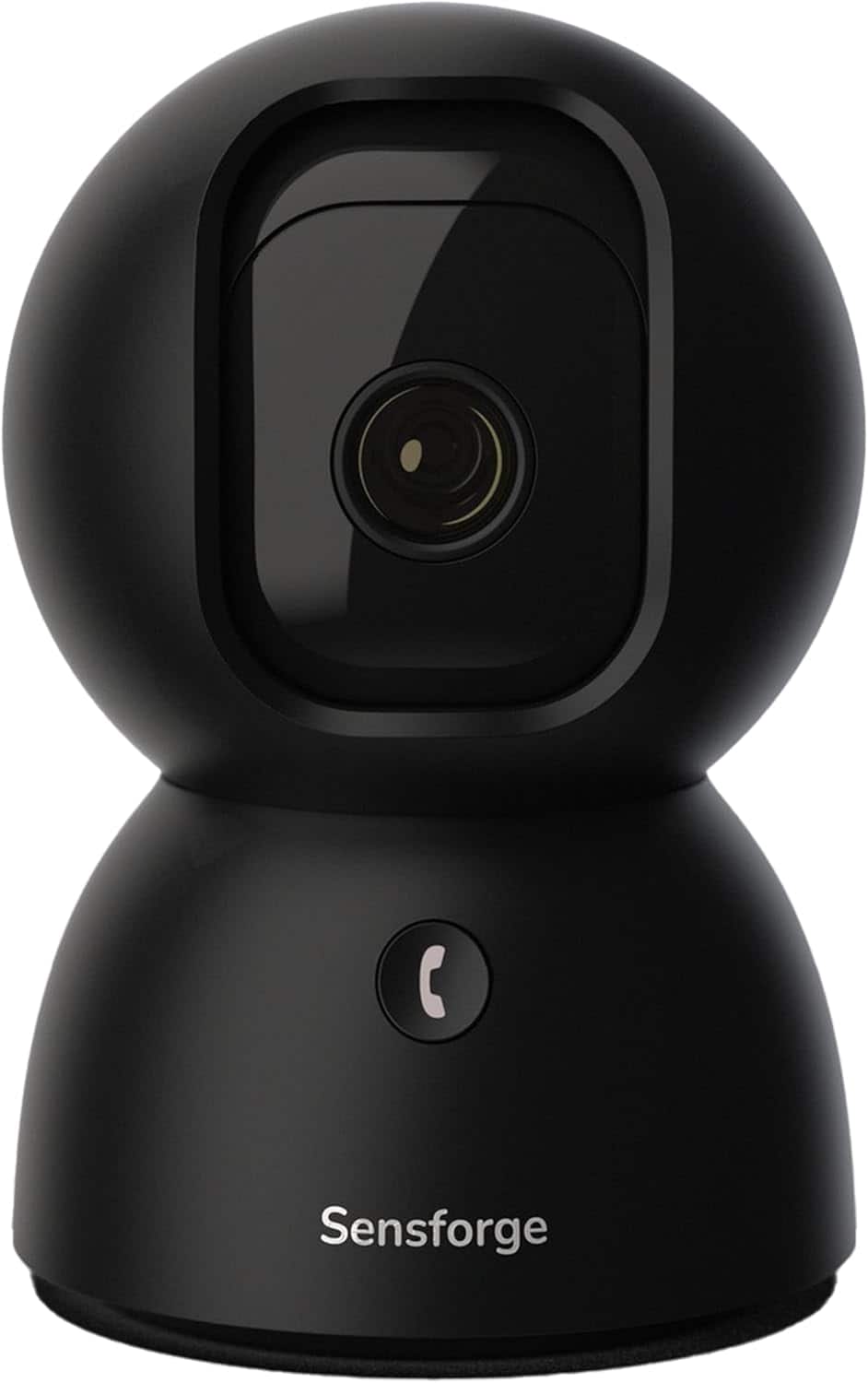 Sensforge - 2.5K Pan-Tilt Security Camera, AI Detection, 360° Coverage, Two-Way Audio, Dual-Band Wi-Fi, 64GB SD - Black