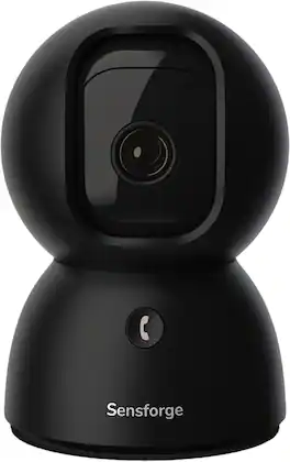 Sensforge - 2.5K Pan-Tilt Security Camera, AI Detection, 360° Coverage, Two-Way Audio, Dual-Band Wi-Fi, 64GB SD - Black