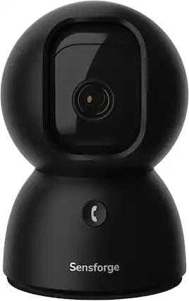 Front. Sensforge - SensForge 2.5K Pan-Tilt Security Camera, AI Detection, 360° Coverage, Two-Way Audio, Dual-Band Wi-Fi, 64GB SD, Black - Black.