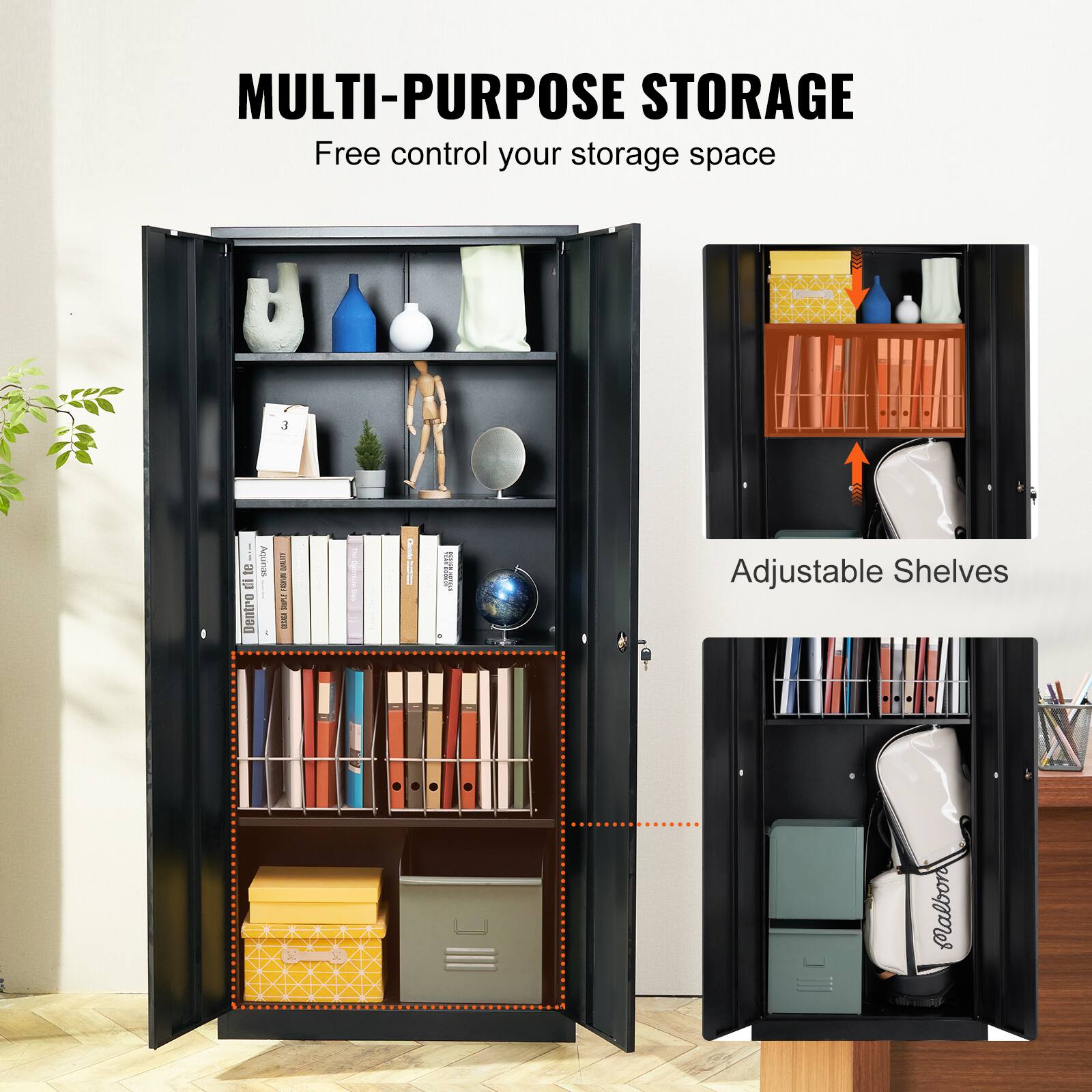 MULTI-PURPOSE STORAGE Free control your storage space | Adjustable Shelves