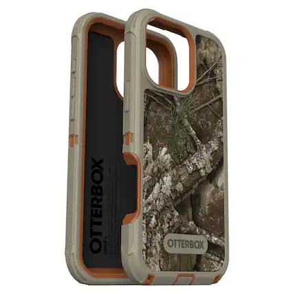 The text on the image is a description of the Otterbox case for a cell phone. It reads: "Otterbox Drop+ military-grade protection for your cell phone. Designed to withstand drops, bumps, and impacts. Meets MIL-STD-810G testing standards. Protects your device from damage. Available in a camouflage pattern."