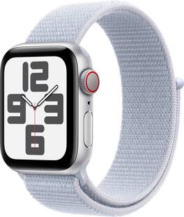 Refurbished Excellent - Apple Watch SE 2nd Generation (GPS+Cellular) 40mm Aluminum Case with Blue Cloud Sport Loop - Silver - (2024)