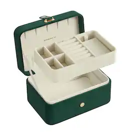 Songmics Home - Travel Jewelry Box – 2-Layer Portable Jewelry Organizer Retro Green