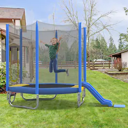 LOVMOR - 7 FT Trampoline with Safety Enclosure Recreational Trampoline for Kids
