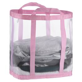 Unique Bargains - Collapsible Laundry Basket, Mesh Hamper with Handles, Foldable Bag, Breathable for Washing, Bathroom, Dorm, Extra Large - Pink