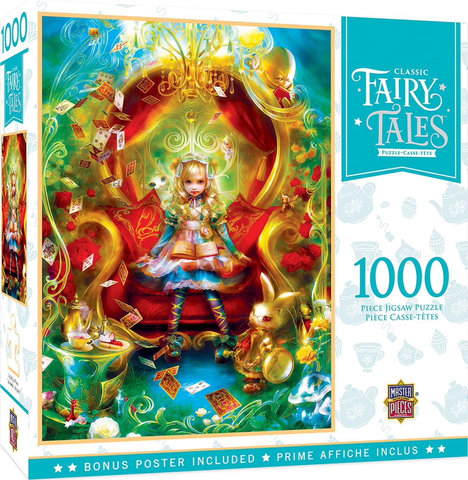 1000 Piece Jigsaw Puzzle  
Classic Fairy Tales  
Puzzle-Casse-Tête  
1000 Pièce Casse-Têtes  
Bonus Poster Included  
Prime Affiche Inclus  
Master Pieces