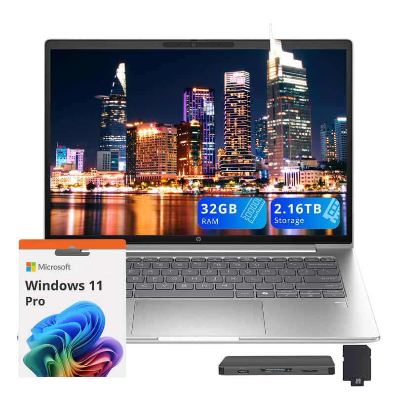 HP - ProBook 4 G1iR 14" WUXGA Laptop,Intel i5-1334U,32GB RAM,2TB SSD+160GB Dock Set,Intel Iris X GPU,Win 11 Pro - Silver