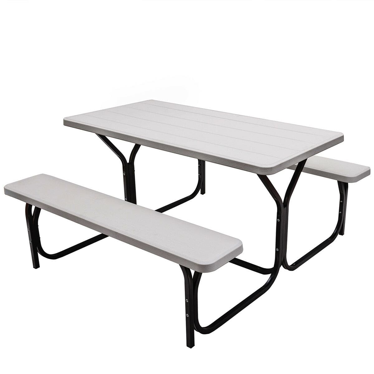 Front. Costway - Costway Picnic Table Bench Set Outdoor Backyard Patio Garden Party Dining All Weather - White.