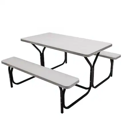 Front. Costway - Costway Picnic Table Bench Set Outdoor Backyard Patio Garden Party Dining All Weather - White.