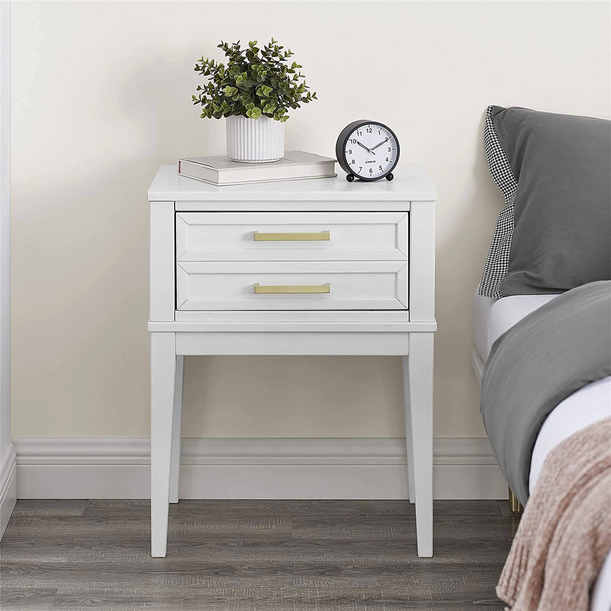 Alt View 3. MUSEHOMEINC - MUSEHOMEINC Mid Century Modern 2 Drawer Solid Wood Nightstand End Table, White - White.