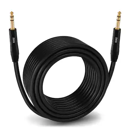 Front. Lyxpro - Balanced Audio 1/4 TRS Cable, Male to Male, Durable & Flexible 1/4 to 1/4 Audio Cable, 75 ft - Black.