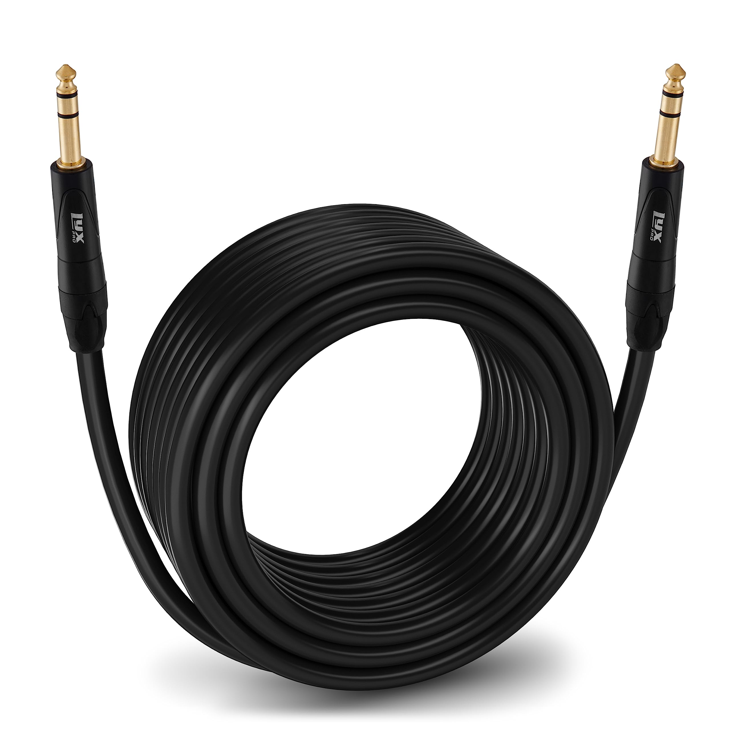 Front. Lyxpro - Balanced Audio 1/4 TRS Cable, Male to Male, Durable & Flexible 1/4 to 1/4 Audio Cable, 75 ft - Black.