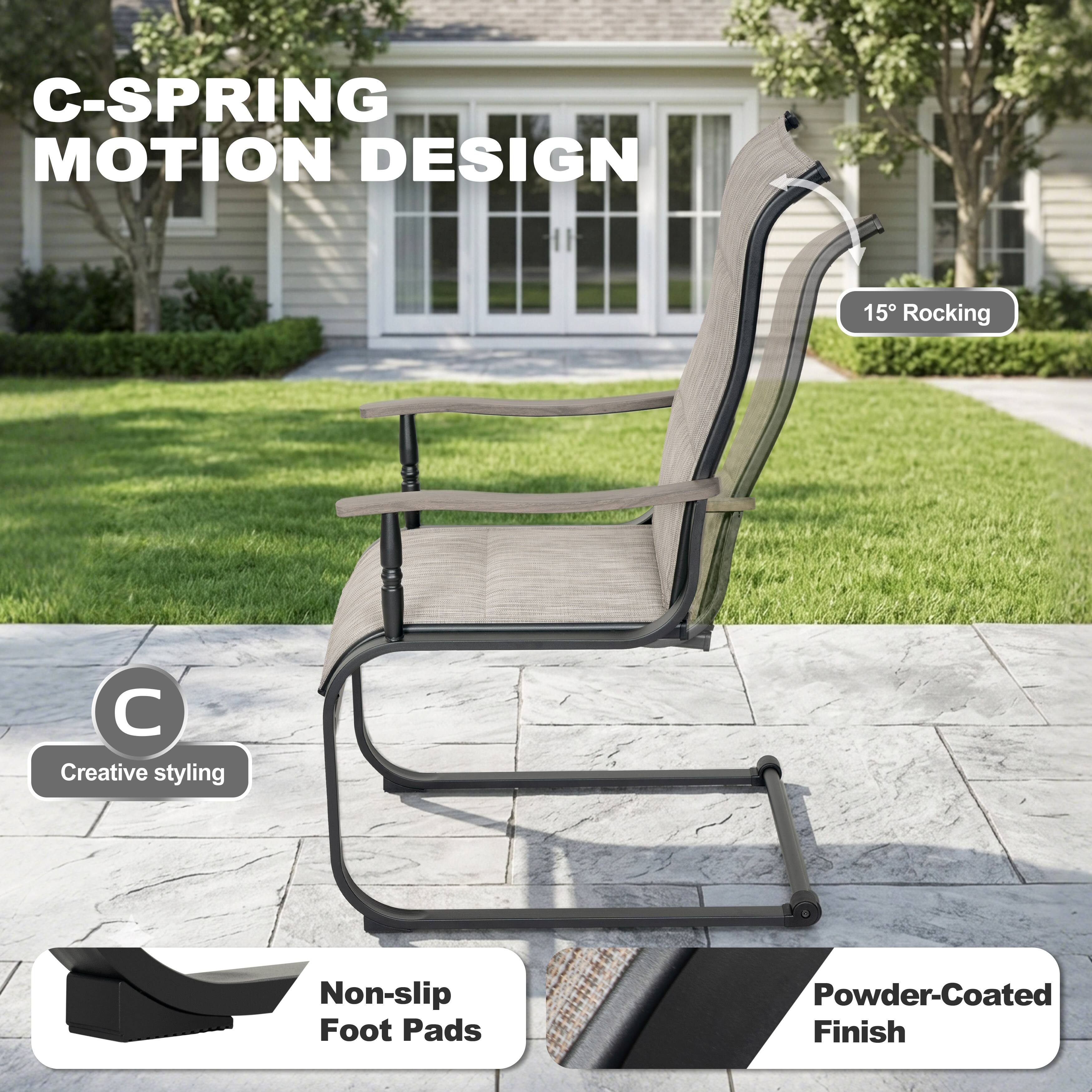 C-SPRING MOTION DESIGN  
15° Rocking  
Creative styling  
Non-slip Foot Pads  
Powder-Coated Finish