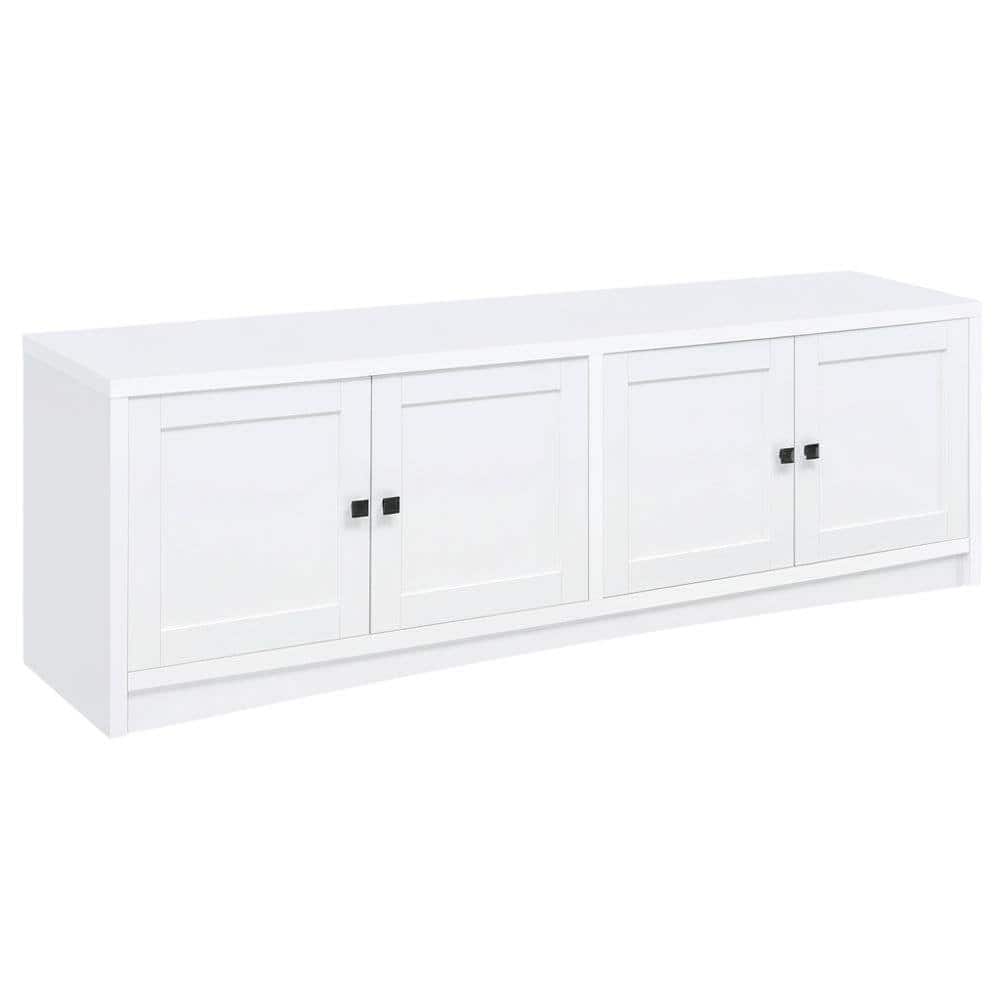 FurniFact - 4-Door TV Stand with Engineered Wood and Modern Design - White