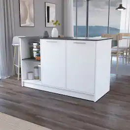 Loheer - Color Kitchen Island with Spacious Countertop and Storage - Multi
