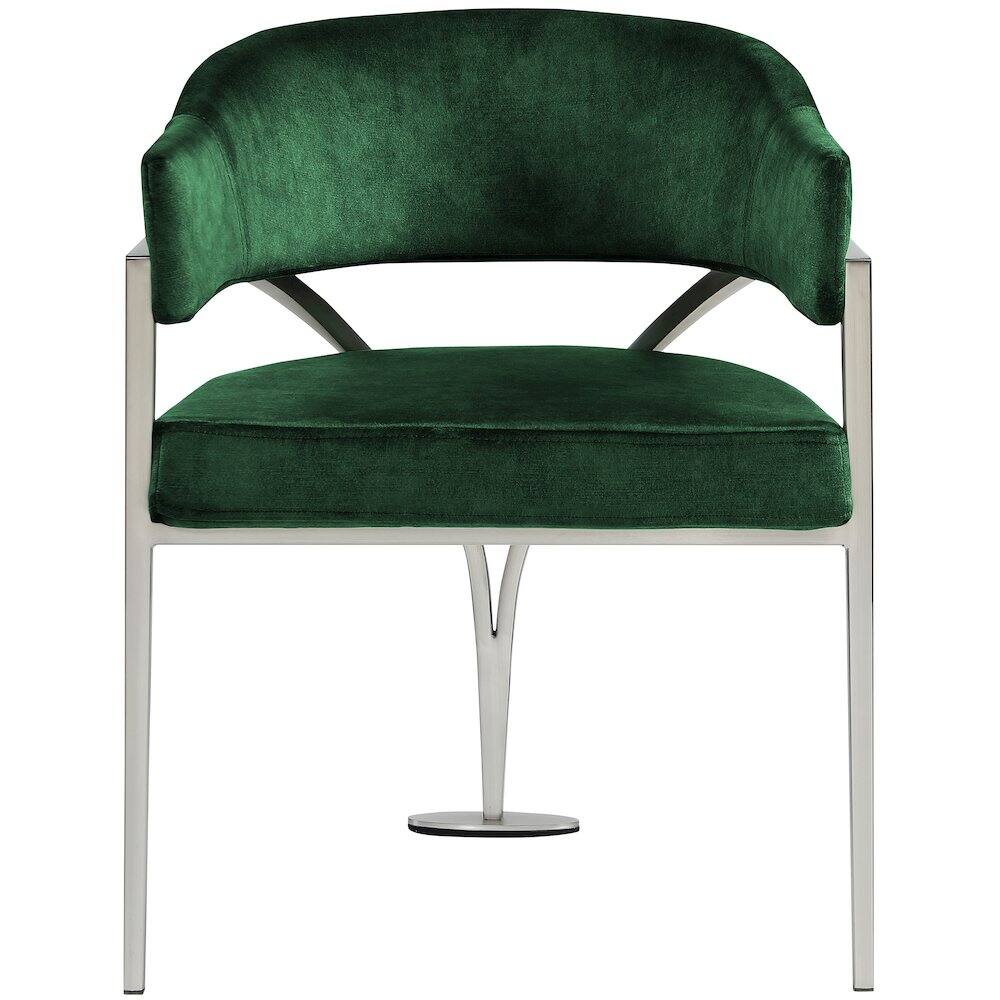 Alt View 2. Meridian Furniture - Madelyn Green Velvet Dining Chair, Set of 2 - Green.