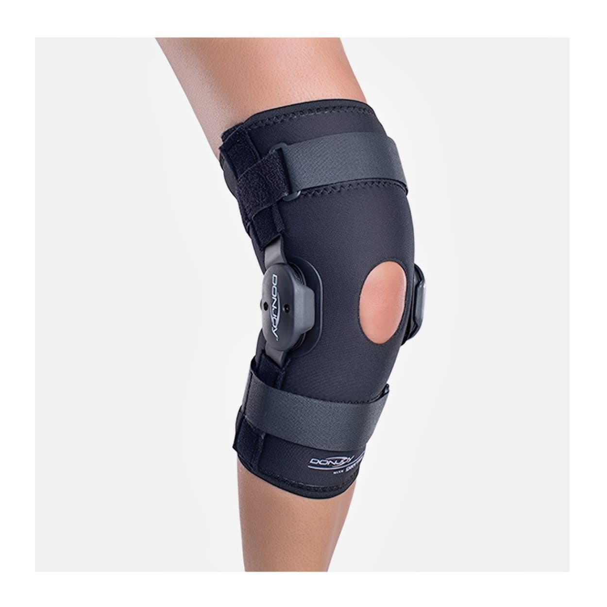 DonJoy - Deluxe Hinged Knee Wrap Around Brace with Breathable Lycra Fabric (XS) - Black/Black