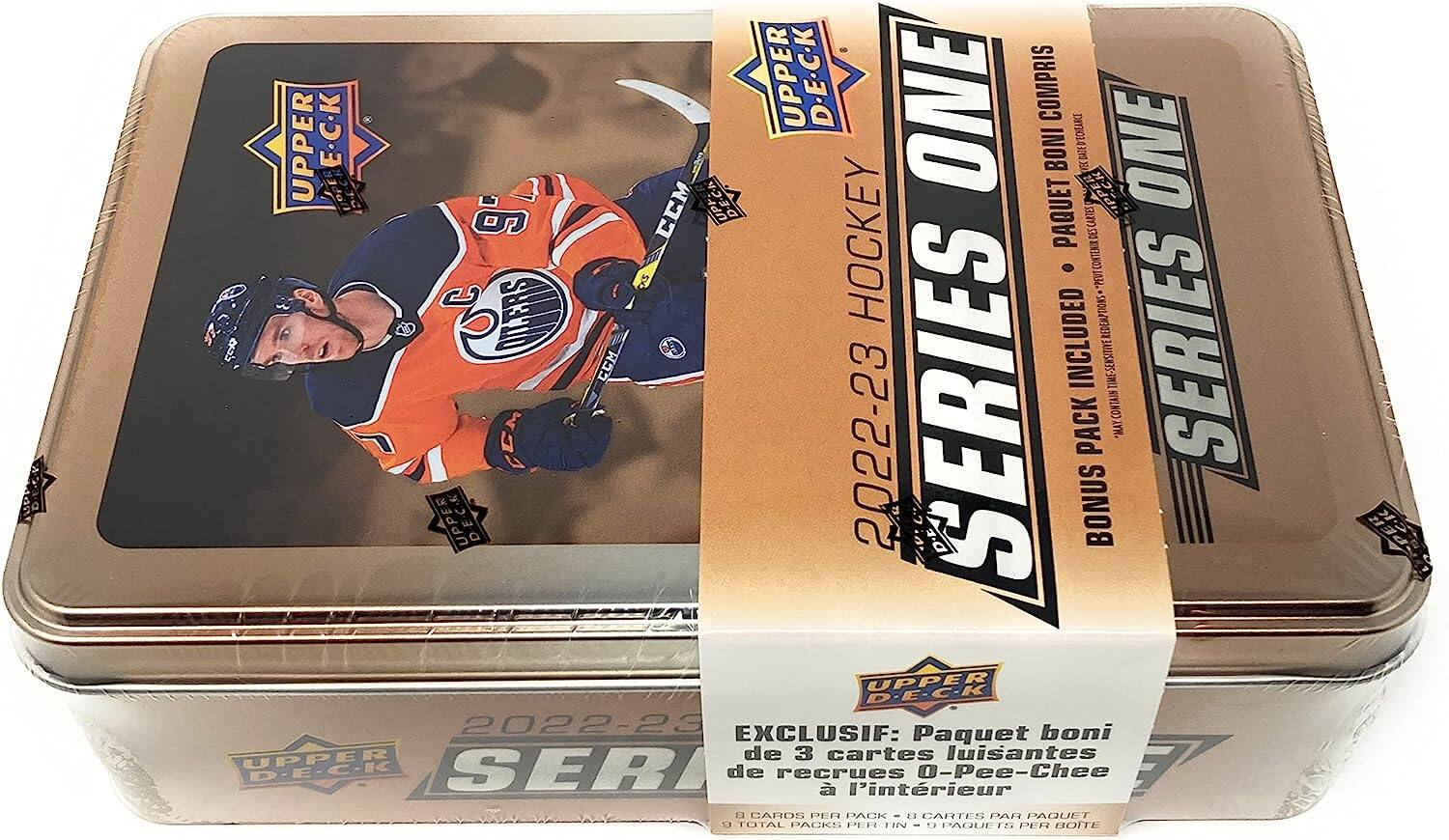 EC.K UPPER D.E.C.K ONE COMPRIS UPPER BONI VECOADEDECEARCE ONE UPPER CCM D-E-C-A PAQUET SIPPER .6 CARRES HOCKEY DES 5 O. CONTENIR M. exs G CCM INCLUDED CONTAIN TIME-SENSITIVEREDERPTIONS* SERIES UPPER 2022-23 SERIES D.E PACK BONUS *MAY UPPER D-E-C-K 2022-23 EXCLUSIF: Paquet boni UPPER de 3 cartes luisantes DE-CK SER de recrues a l'intrieur O-Pee-Chee 11 CARDS PEIE PAGK - 1.1 CARTES PAR PAQUET 5 TOTAL PACKS PERT 112 - T PAQUE 12 PER BOITE

---

**Upper Deck One**

**2022-23 Series Hockey**

**Bonus Pack Included**

**Exclusif: Paquet bonus de 3 cartes luisantes de recrues O-Pee-Chee à l'intérieur**

**11 cartes par paquet - 9 total packs per box**