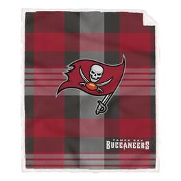 Pegasus - Tampa Bay Buccaneers 60- x 70- Plaid Steel Ultra Cozy Sherpa Blanket - Multicolor