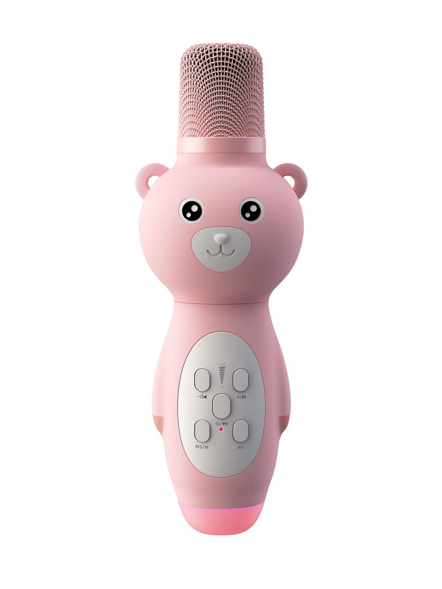 Cluzine - Kids Karaoke Microphone, Cute Bear Bluetooth Speaker Mic with Voice Changer & LED Lights