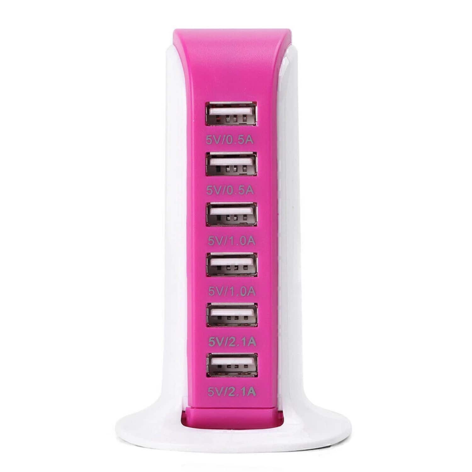 Stock Preferred - Smart Power 6-Port USB Tower Charger - Pink