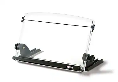 Front. 3M - 3M® Plastic Document Stand with Lip & Guide Bar, Black/Clear (DH630) - Black/Clear.