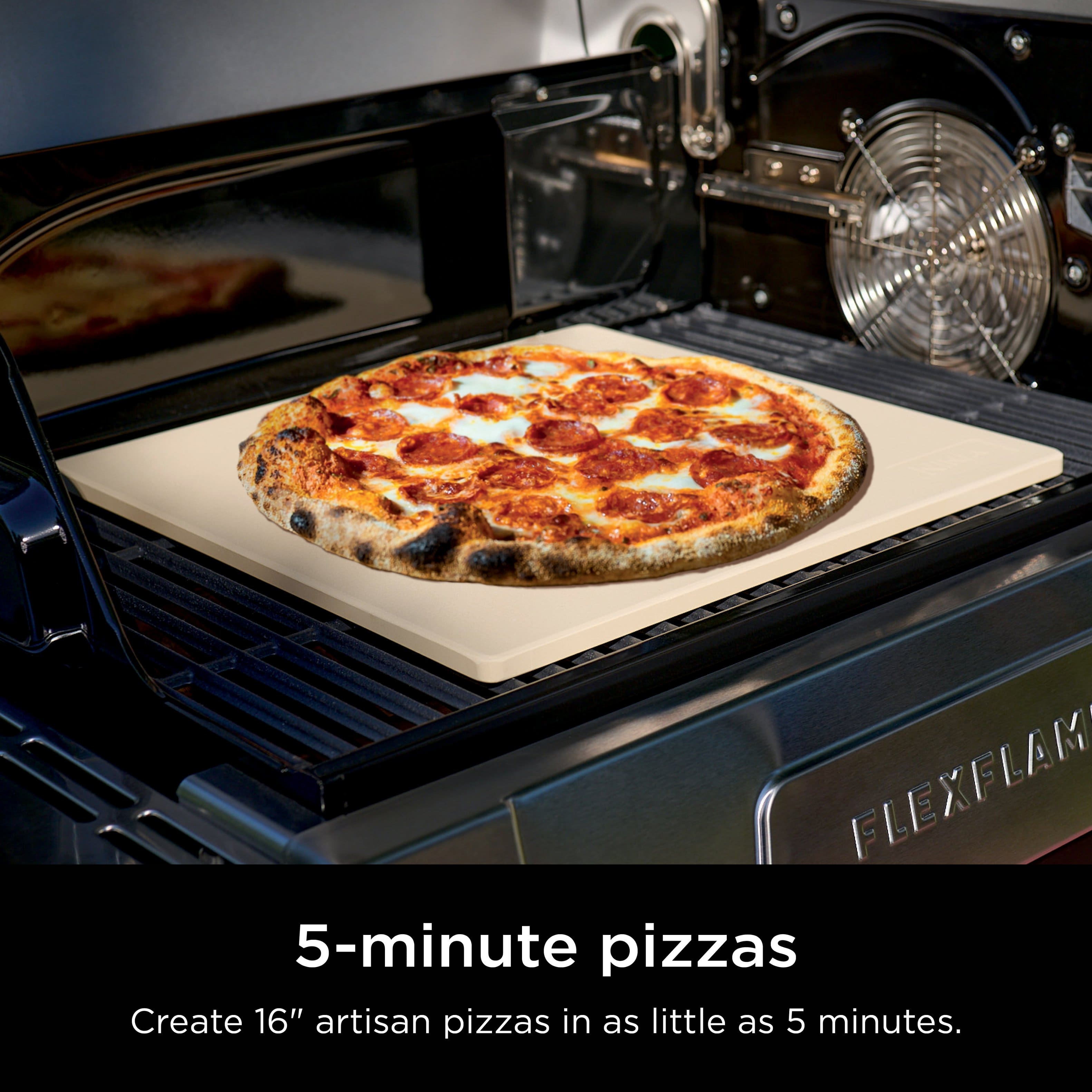 Ninja - FlexFlame 16" Artisan Pizza Durable Cordierite, Make Artisan Pizza, Bread, Calzones & More, Upgrade for FlexFlame - Stone - Front_Zoom