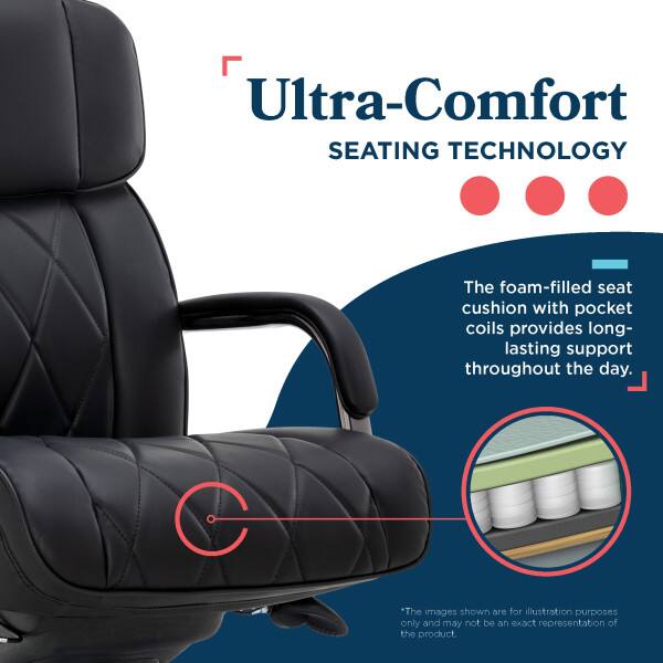 Ultra-Comfort SEATING TECHNOLOGY

The foam-filled seat cushion with pocket coils provides long-lasting support throughout the day.

The images shown are for illustration purposes only and may not be an exact representation of the product.