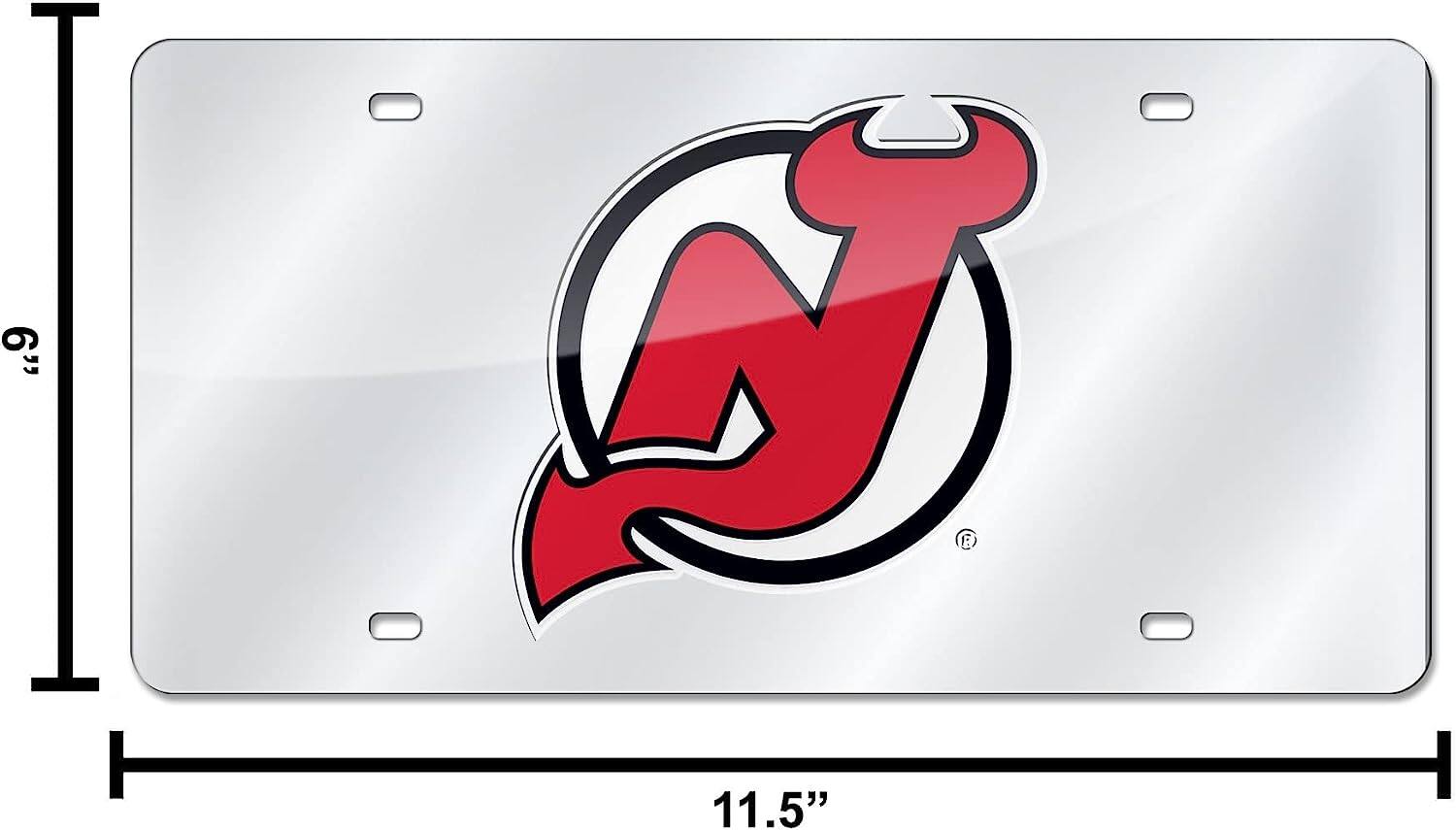 Alt View 3. Rico Industries - New Jersey Devils NHL Logo Mirror Look LASER License Plate - Multi.