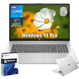 HP - 17.3" FHD Laptop - Intel Core i5-1334U - 16GB RAM - 512GB SSD - Backlit & Fingerprint - Windows 11 Pro - Silver - Natural Silver