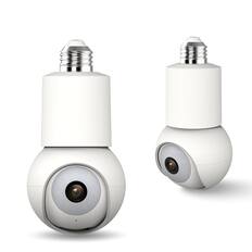 Front. eco4life - eco4life 4MP 1044P 355° PTZ Light Bulb Security Camera, Color Night Vision, Two‑Way Audio - White.