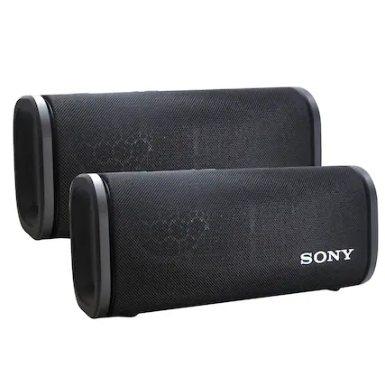 Front. Sony - 2x Sony ULT FIELD 5 Wireless Portable Speaker (Black) - Black.
