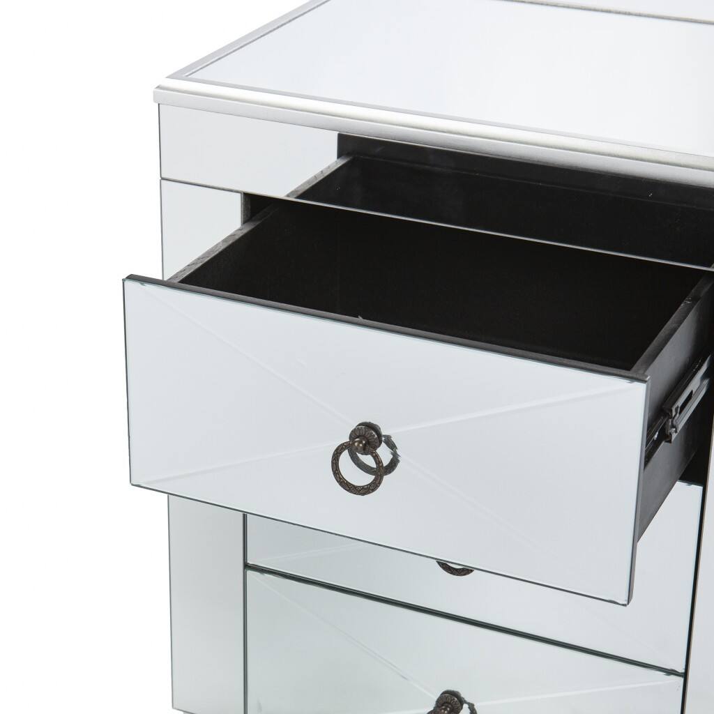 Alt View 2. Hivvago - Hivvago 26 Inch End Table With Three Drawers - Silver.
