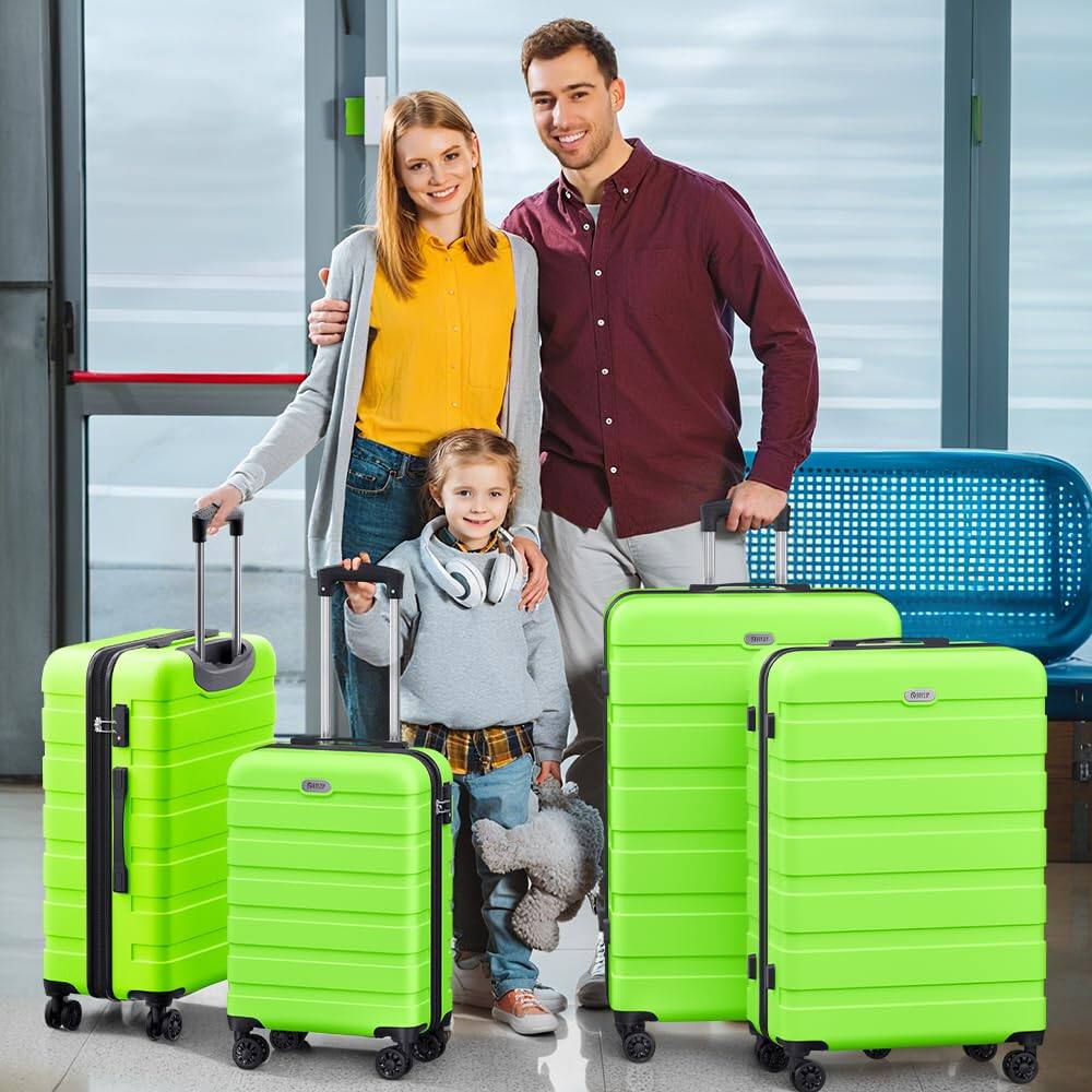 Alt View 1. Brick Attic - 4 Piece Luggage Sets Hardshell Suitcase Set PC ABS Lightweight Travel Suitcases with 4 Double Spinner Wheels TSA Lock - Apple green.