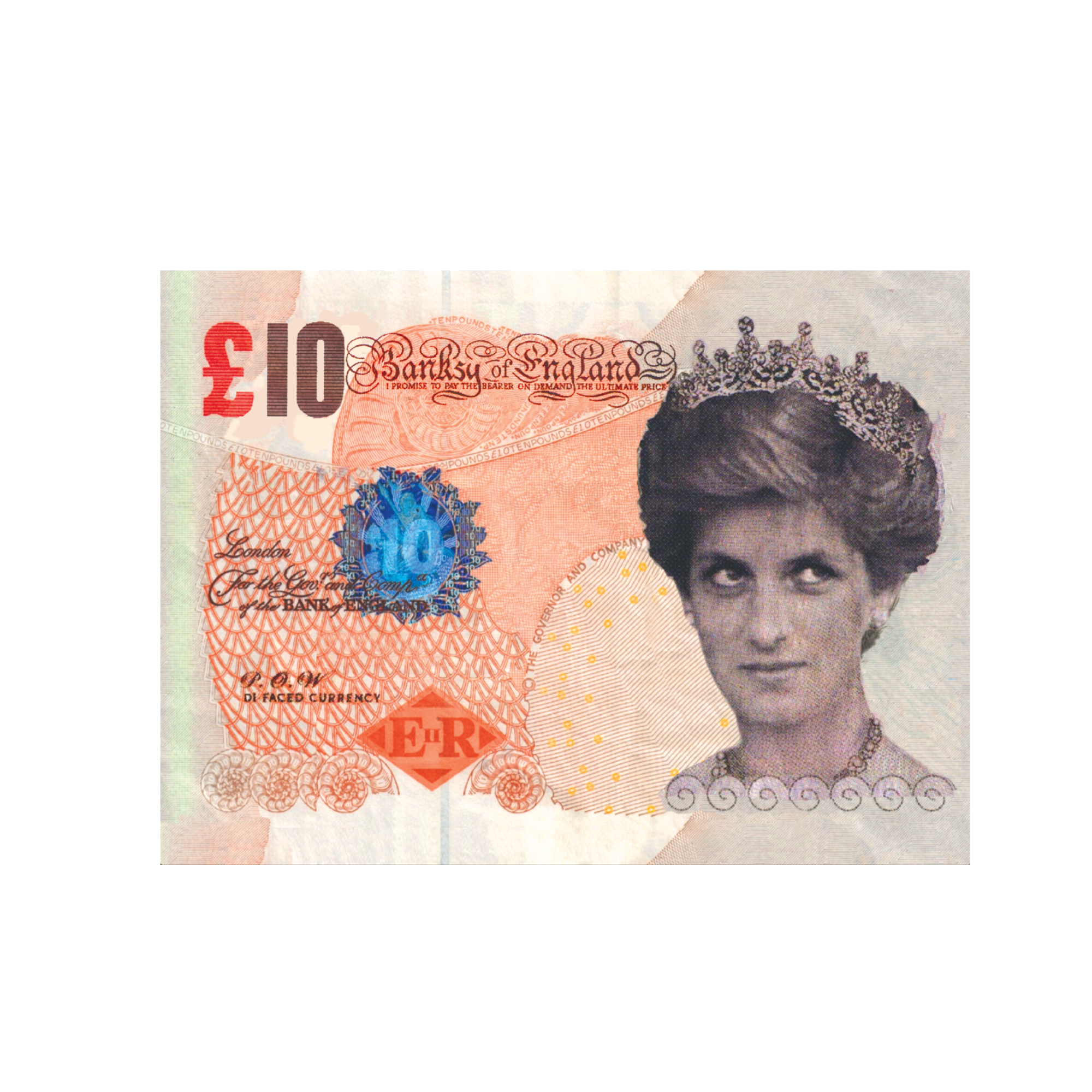 DN £10 Bank of England 10 - THE LATEST ISSUE. DEMAND NOTE. London. For the Bank of England. DI FACED CURRENCY. ER.