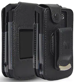 Nakedcellphone - Vegan Leather Case with Belt Clip for Verizon Orbic Journey V / L Flip Phone - Black