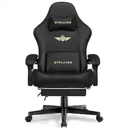 GTPlayer - Gaming Chair Fabric with Pocket Spring Cushion High Back Computer Chair - Black