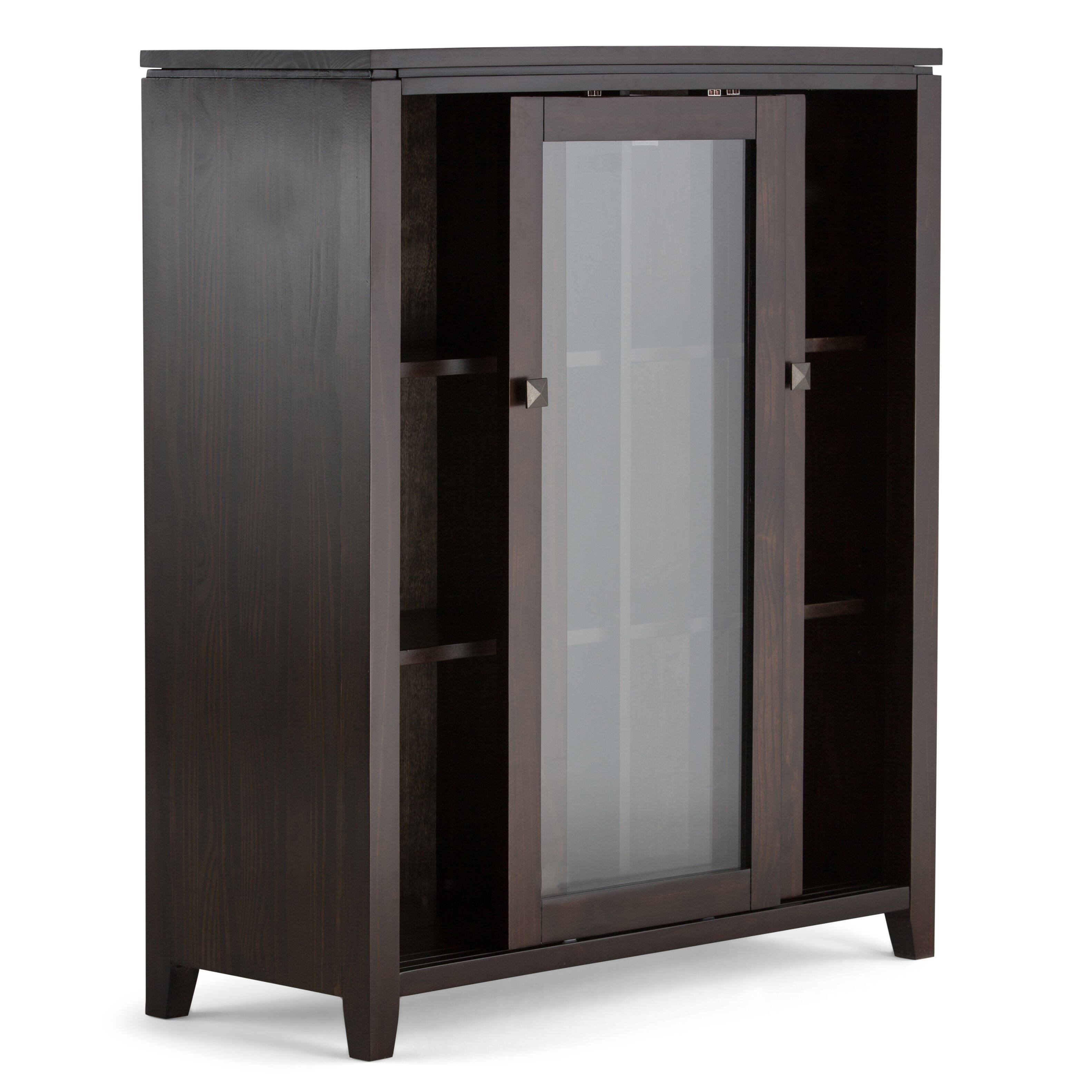 Back. Simpli Home - Cosmopolitan Solid Wood 36 inch Storage Cabinet in Mahogany Brown (Set of 2) - Mahogany Brown.