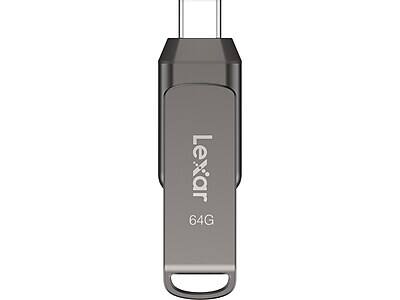 Lexar - JumpDrive D400 Dual 64GB USB 3.1 Flash Drive, (LJDD400-64G-BNU) - Titanium